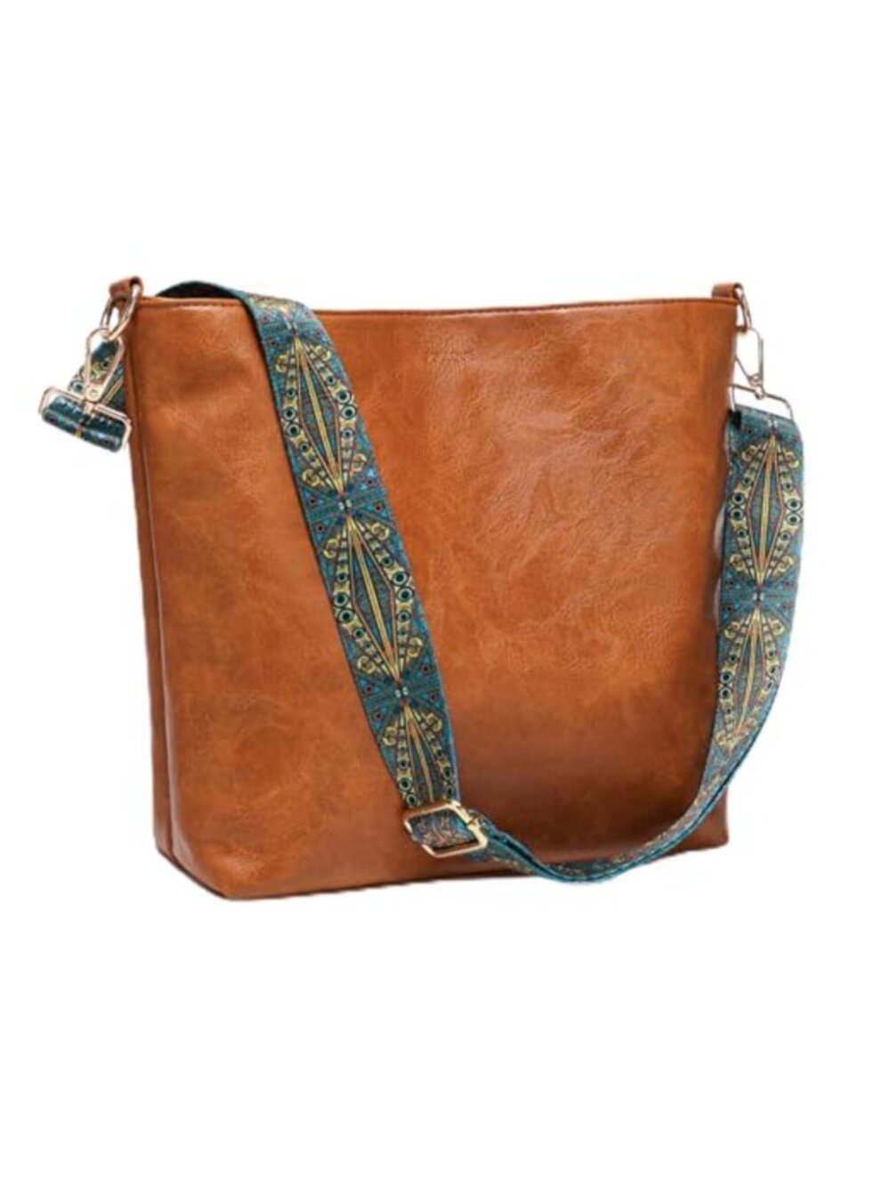 JOLLQUE Vegan Leather Bucket Bag Guitar Strap Crossbody